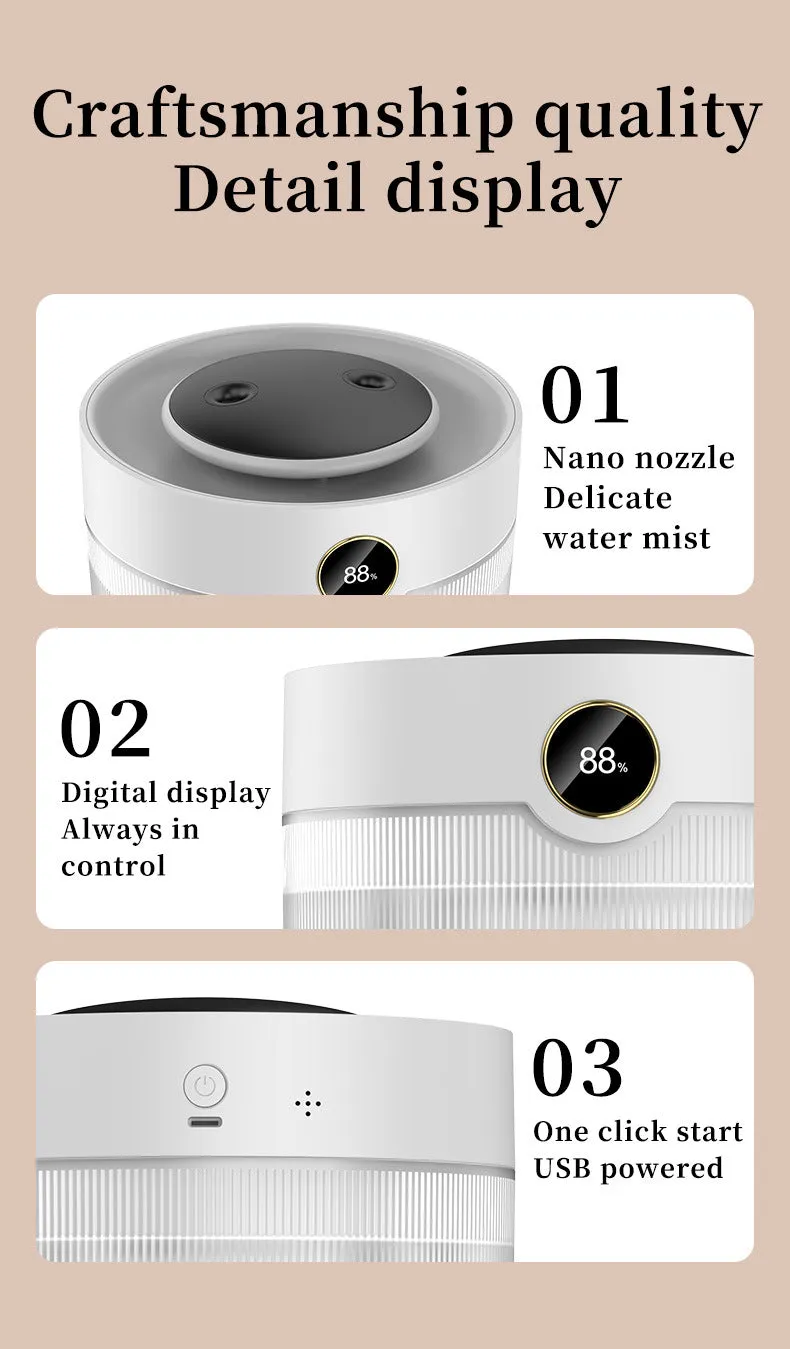 2000ML Large Capacity Humidifier | LED Display | Silent Cool Mist for Home & Office