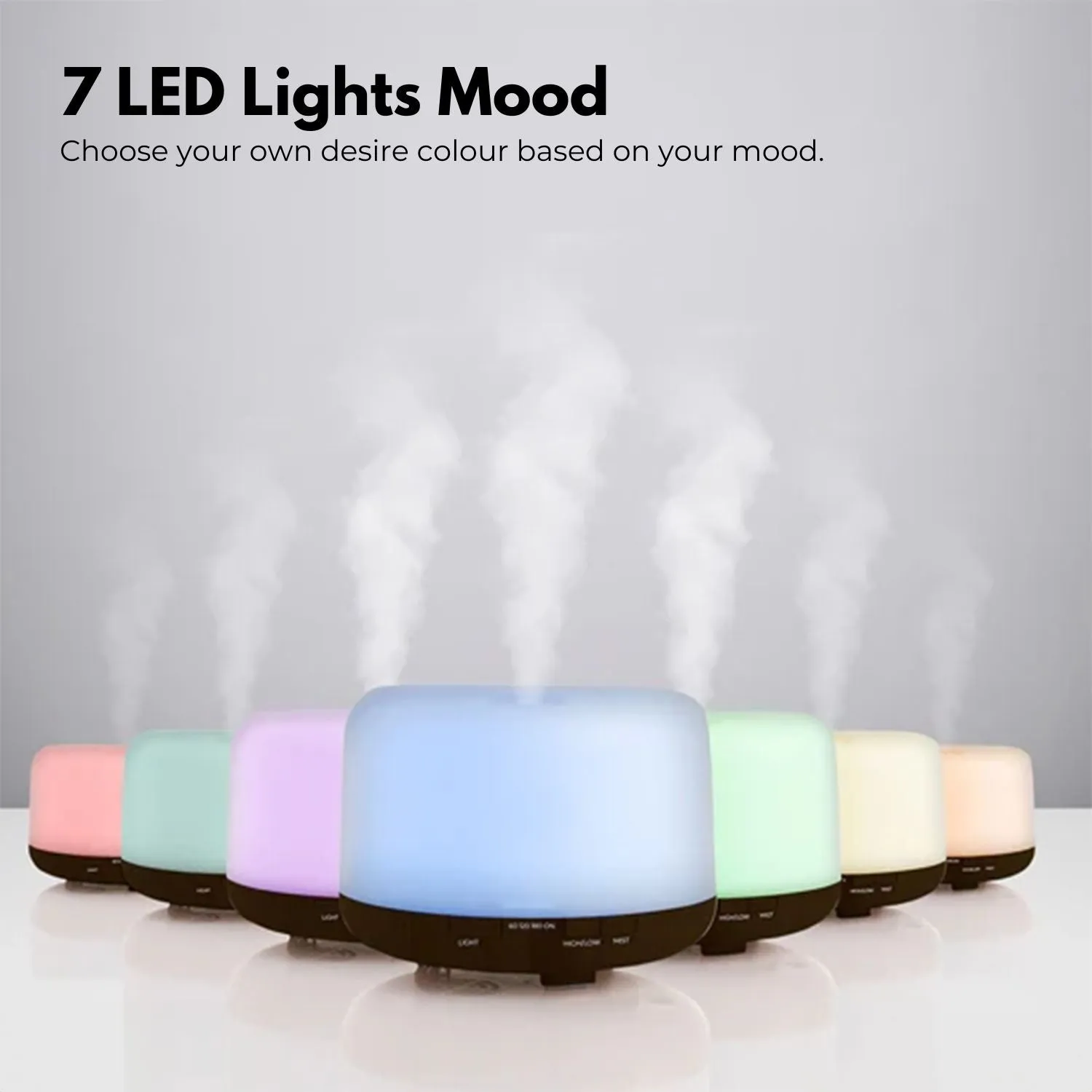 5-in-1 LED Aromatherapy Essential Oil Diffuser | 500ml | Dark Wood Base