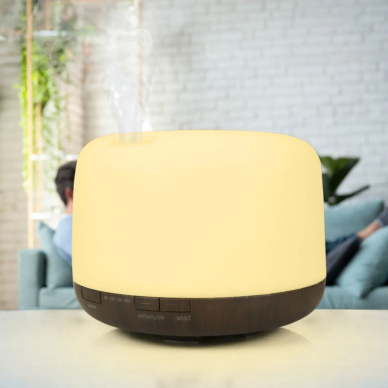 5-in-1 LED Aromatherapy Essential Oil Diffuser | 500ml | Dark Wood Base