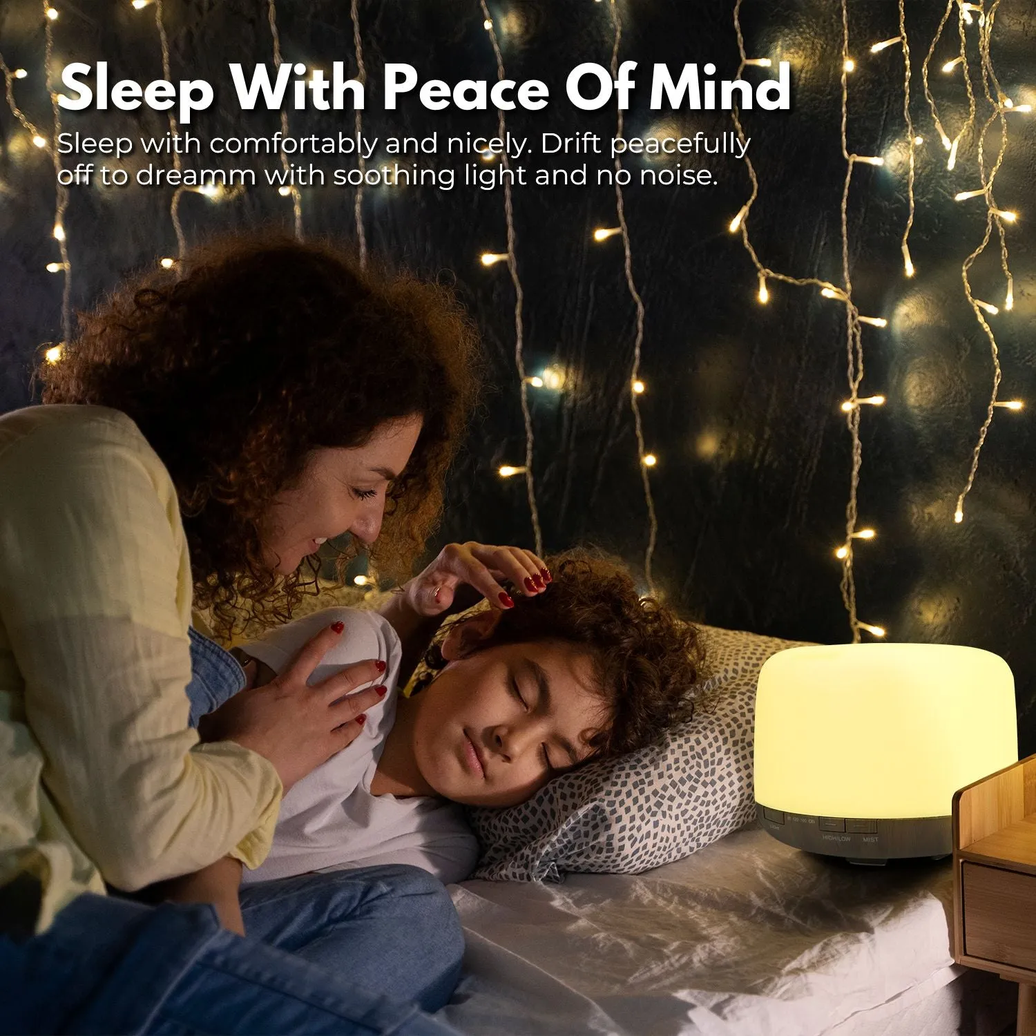 5-in-1 LED Aromatherapy Essential Oil Diffuser | 500ml | Dark Wood Base