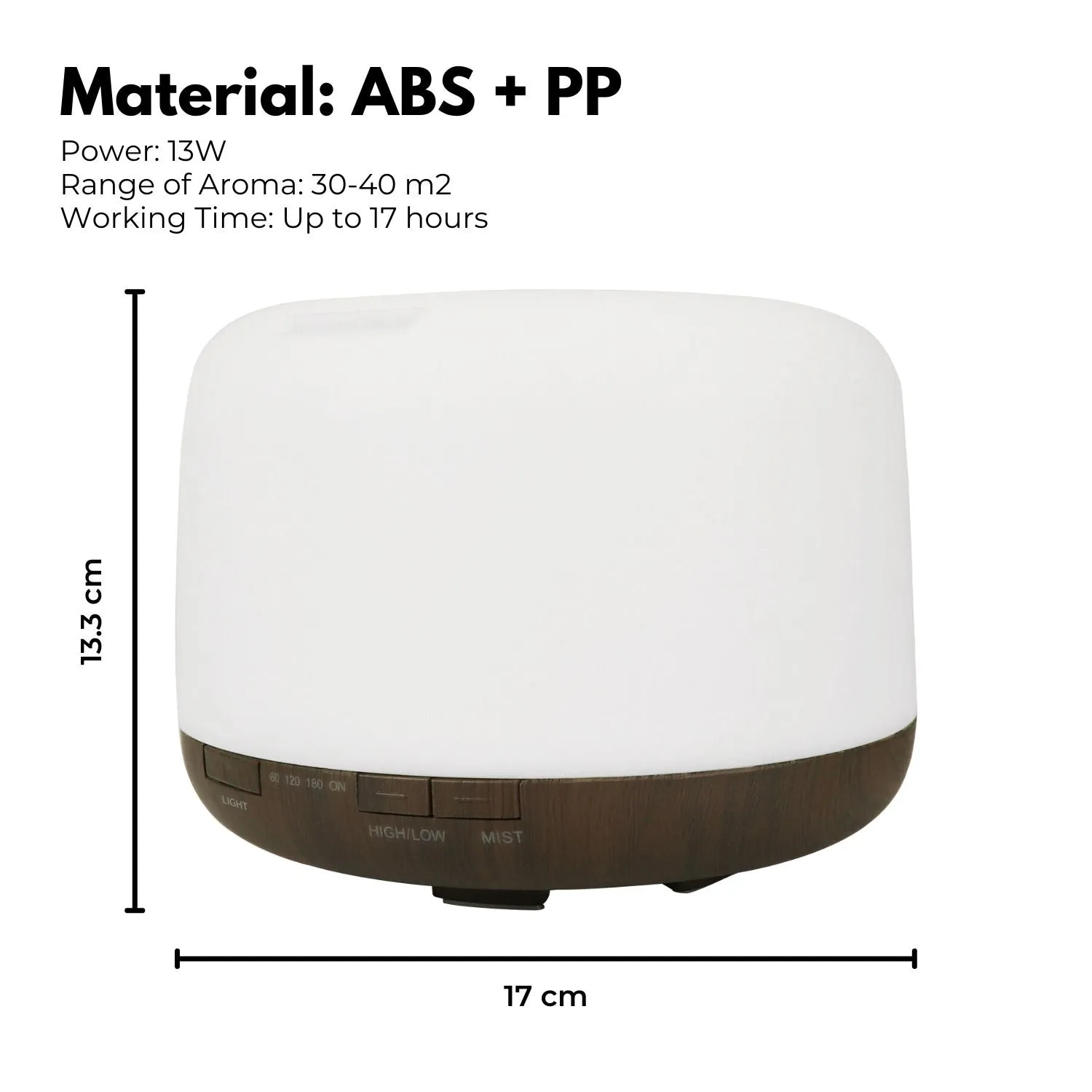5-in-1 LED Aromatherapy Essential Oil Diffuser | 500ml | Dark Wood Base
