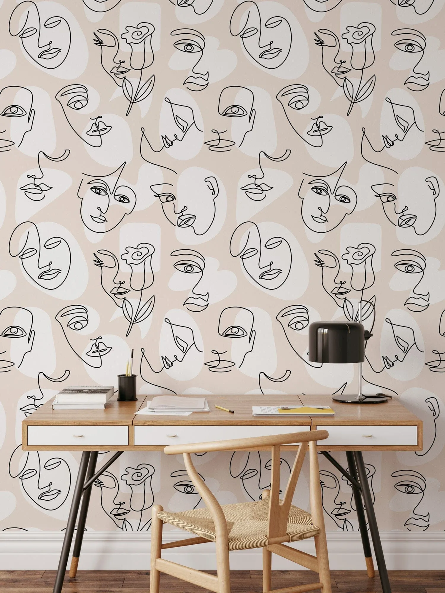 Abstract Line Face Wallpaper - Bohemian Woman Face Wallpaper