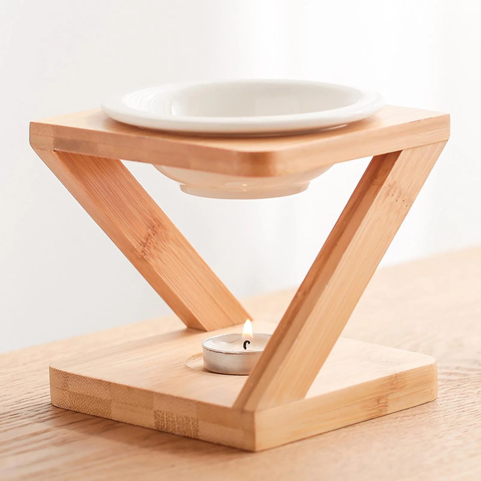 Bamboo Inclined Square Essential Oil Furnace Aroma Burner