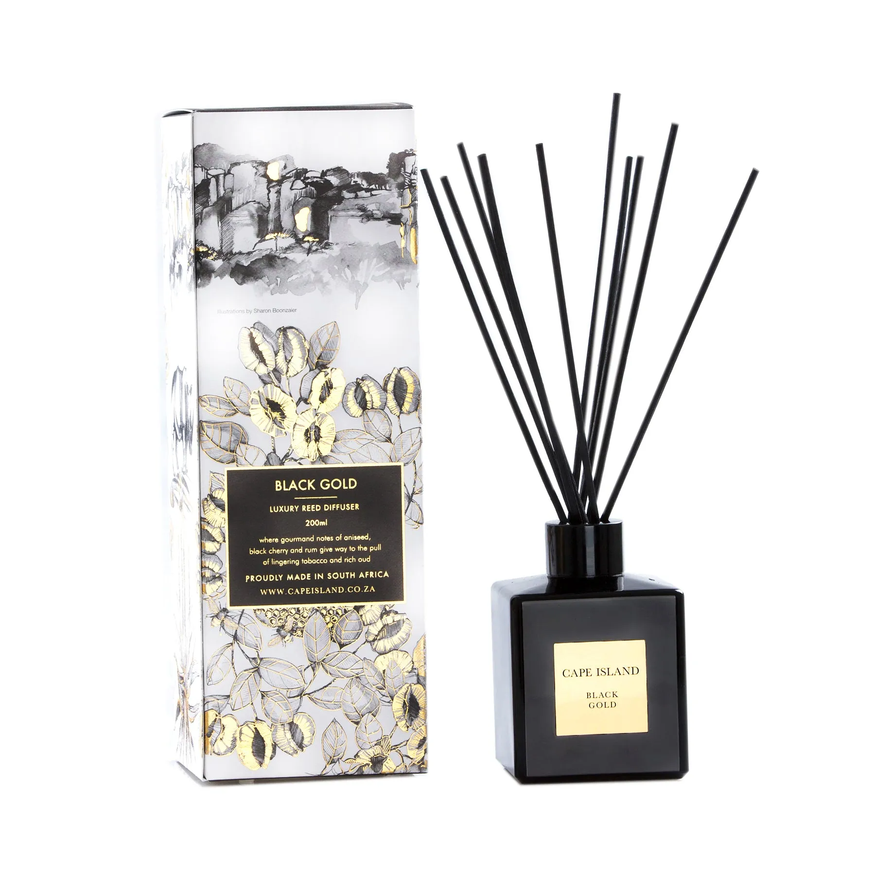 Cape Island Illustrated Diffuser Black Gold