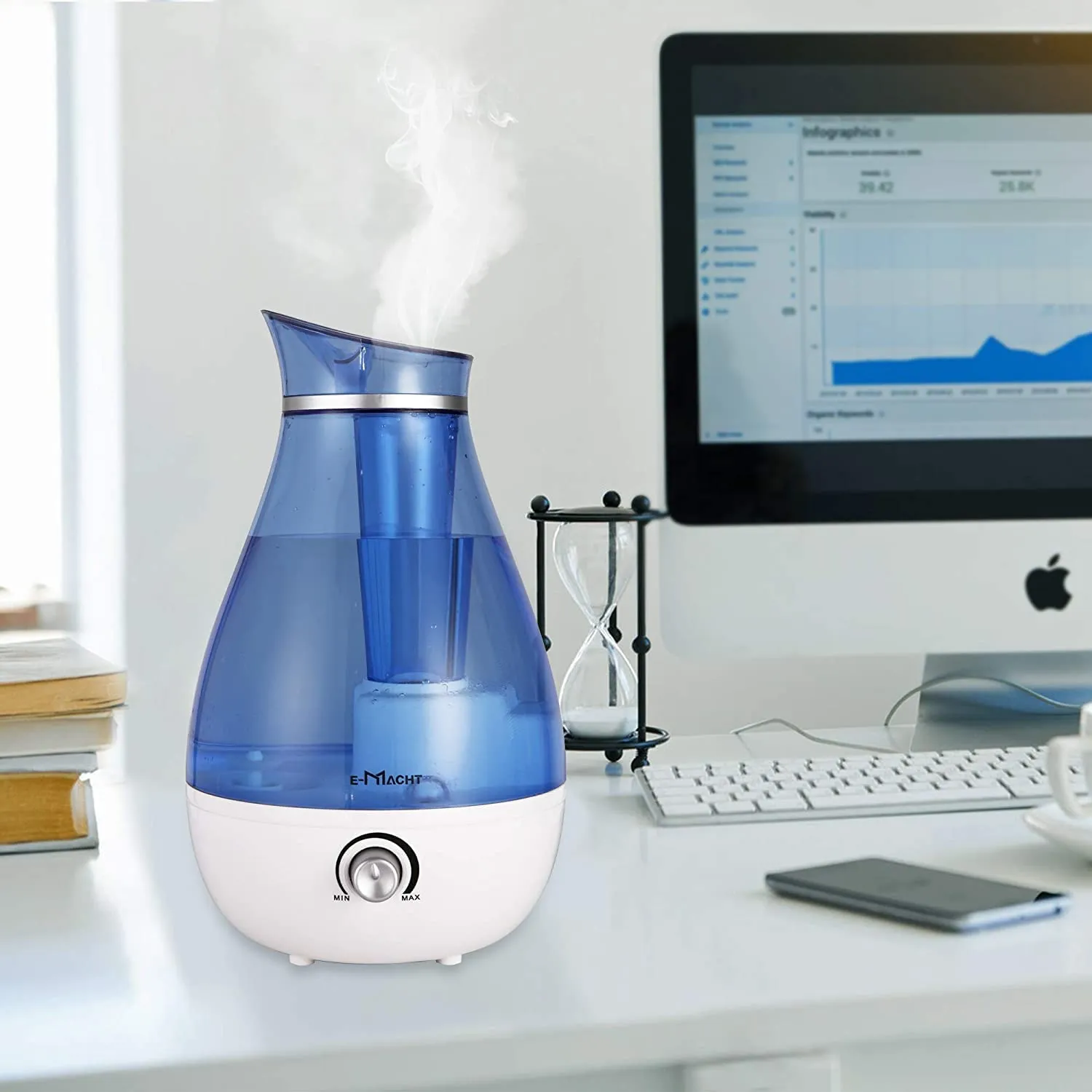 E-Macht Humidifiers Quiet Ultrasonic Cool Mist Humidifier 2.5L w/ Auto Shut-Off, Blue