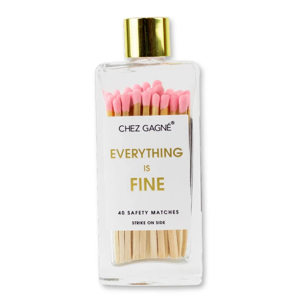 Everything Is Fine Matches - Glass Bottle Matchsticks Light Pink