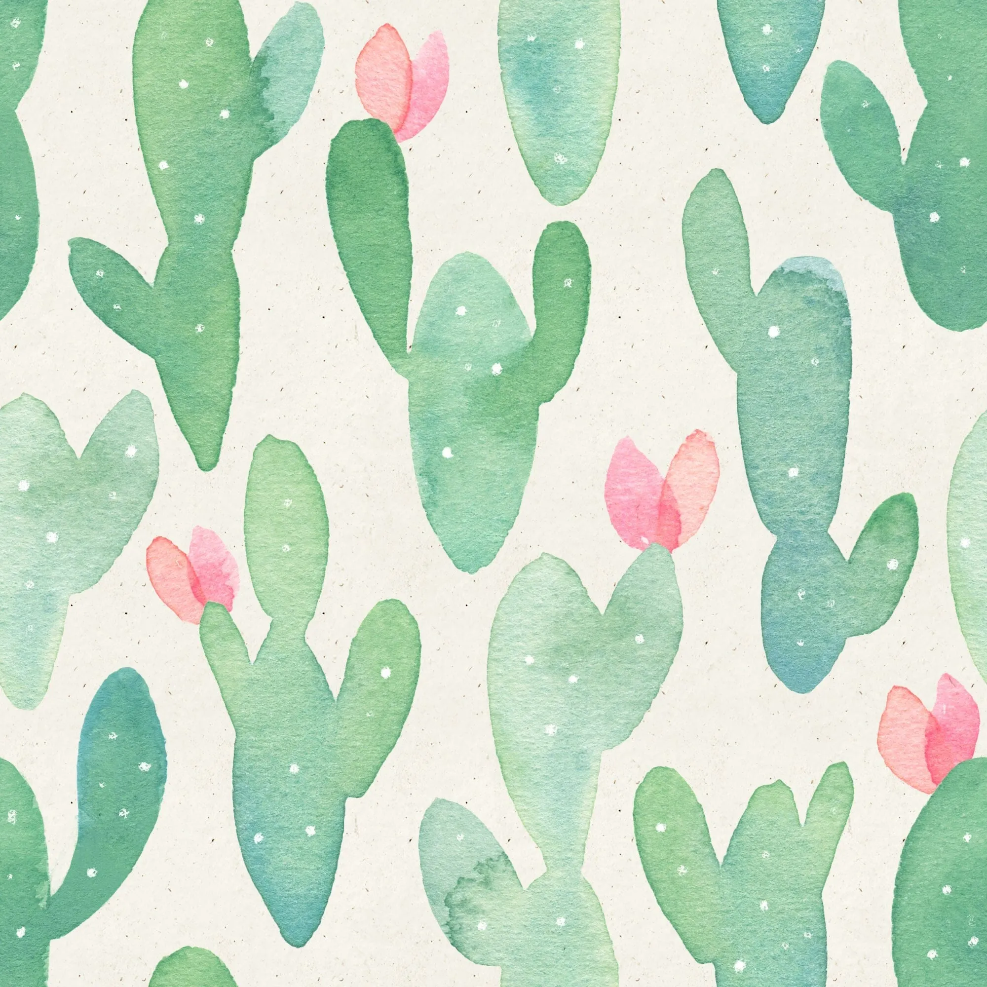 Green Cactus Watercolor Wallpaper