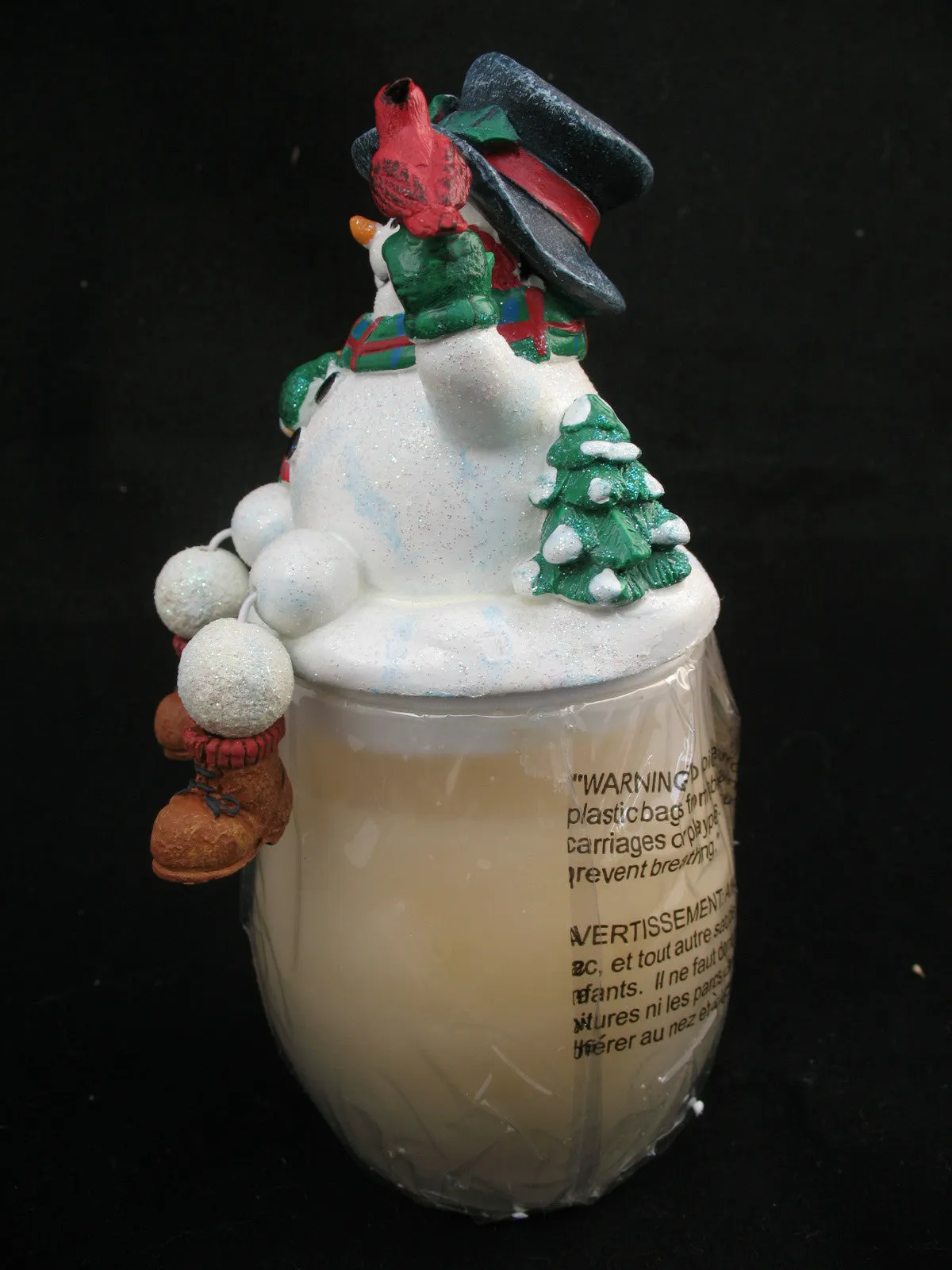 NEW AVON Christmas Holiday WINTER SNOWMAN Figurine SCENTED Perfume CANDLE GLASS JAR Box Candles Decors