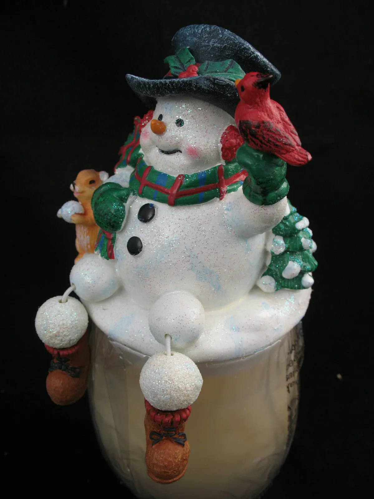NEW AVON Christmas Holiday WINTER SNOWMAN Figurine SCENTED Perfume CANDLE GLASS JAR Box Candles Decors